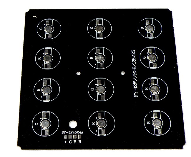 (image for) 12W 125x125mm RGB LED High Power Rectangular Aluminum Plate 4 Series Connections 3 Parallel connections Common Anode